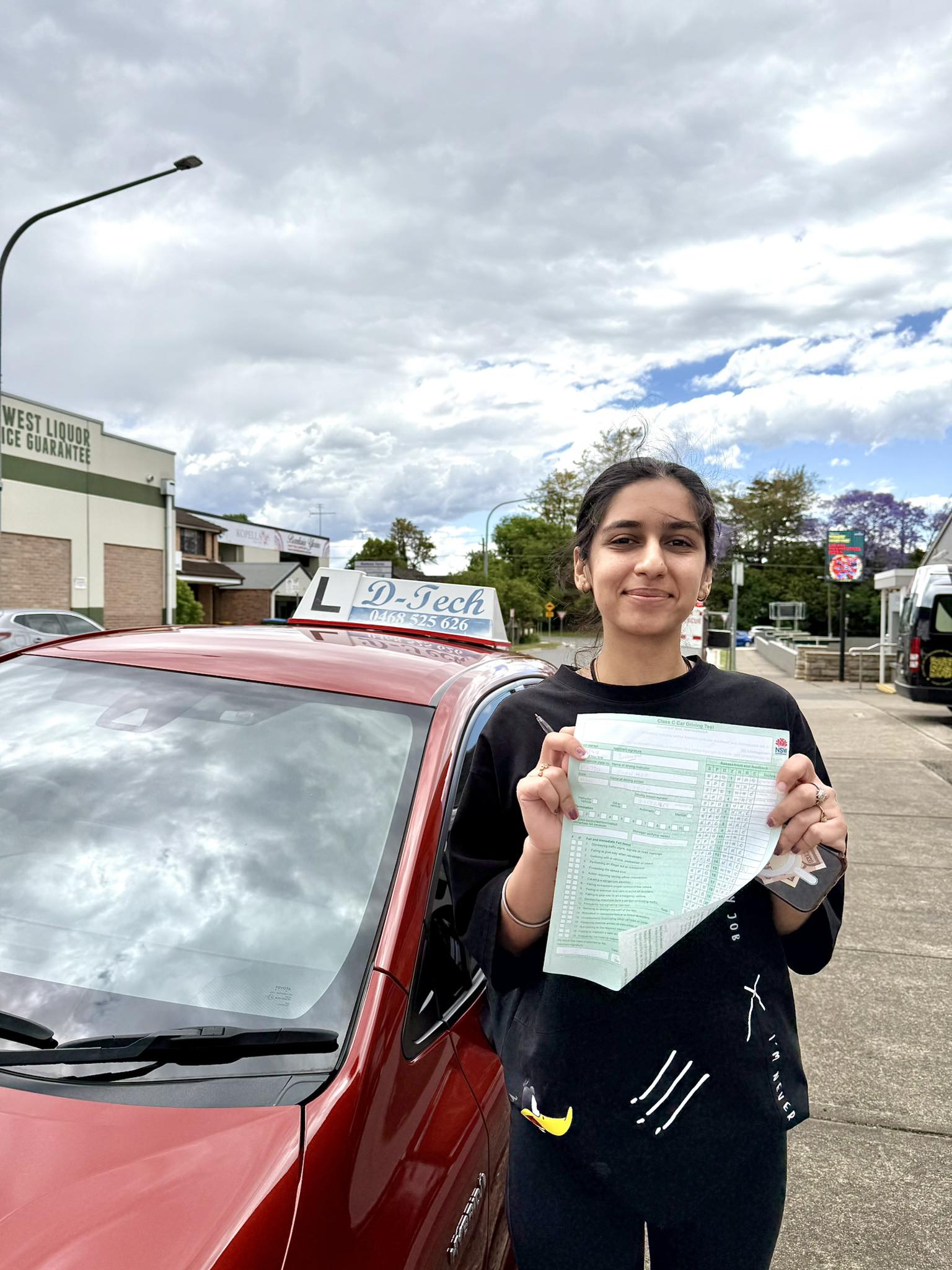 First time driving test success milestone with local D-Tech driving instructor at Penrith 3.