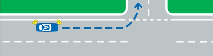 Left turn blind spot check