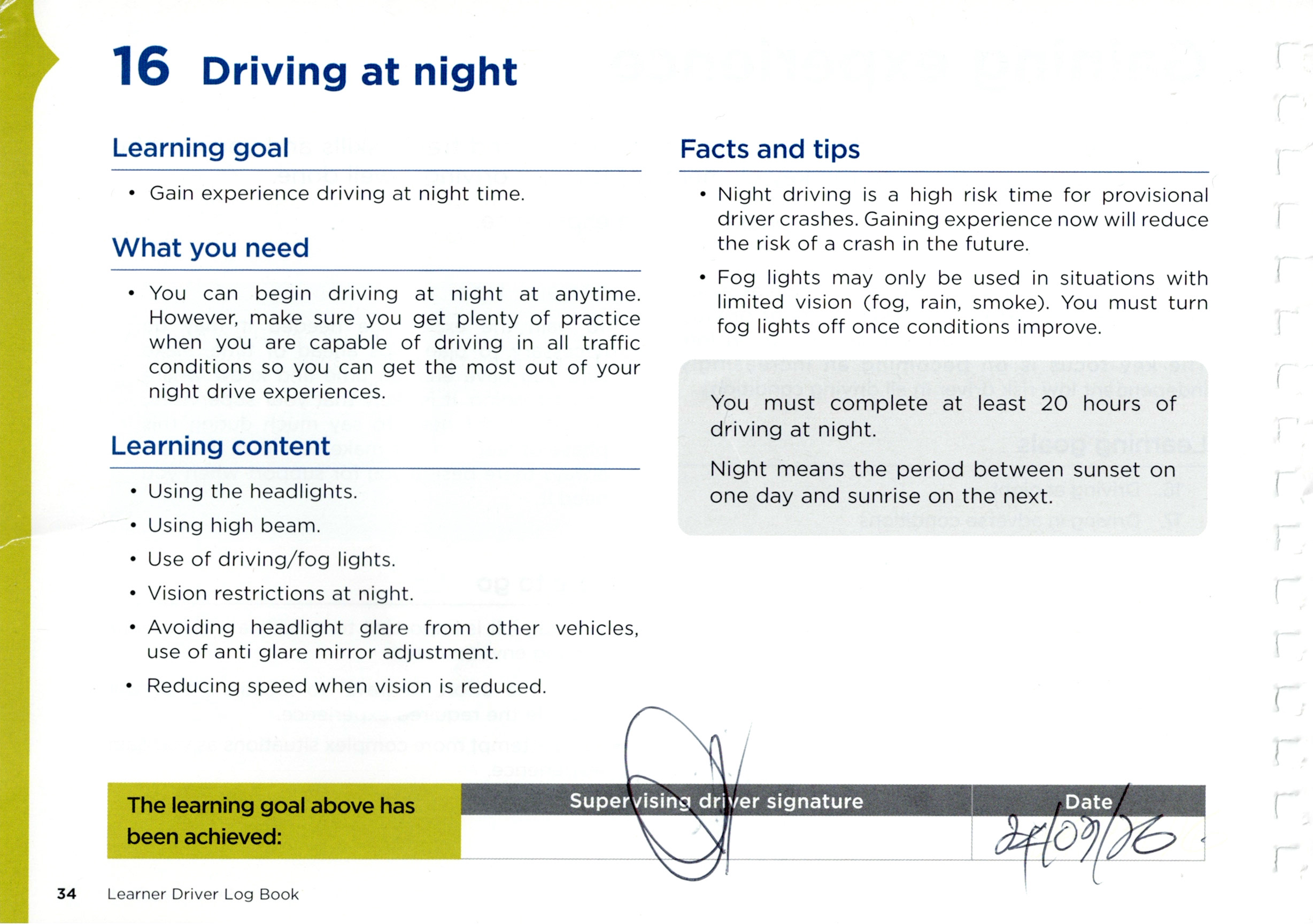 Lesson 16: Night driving