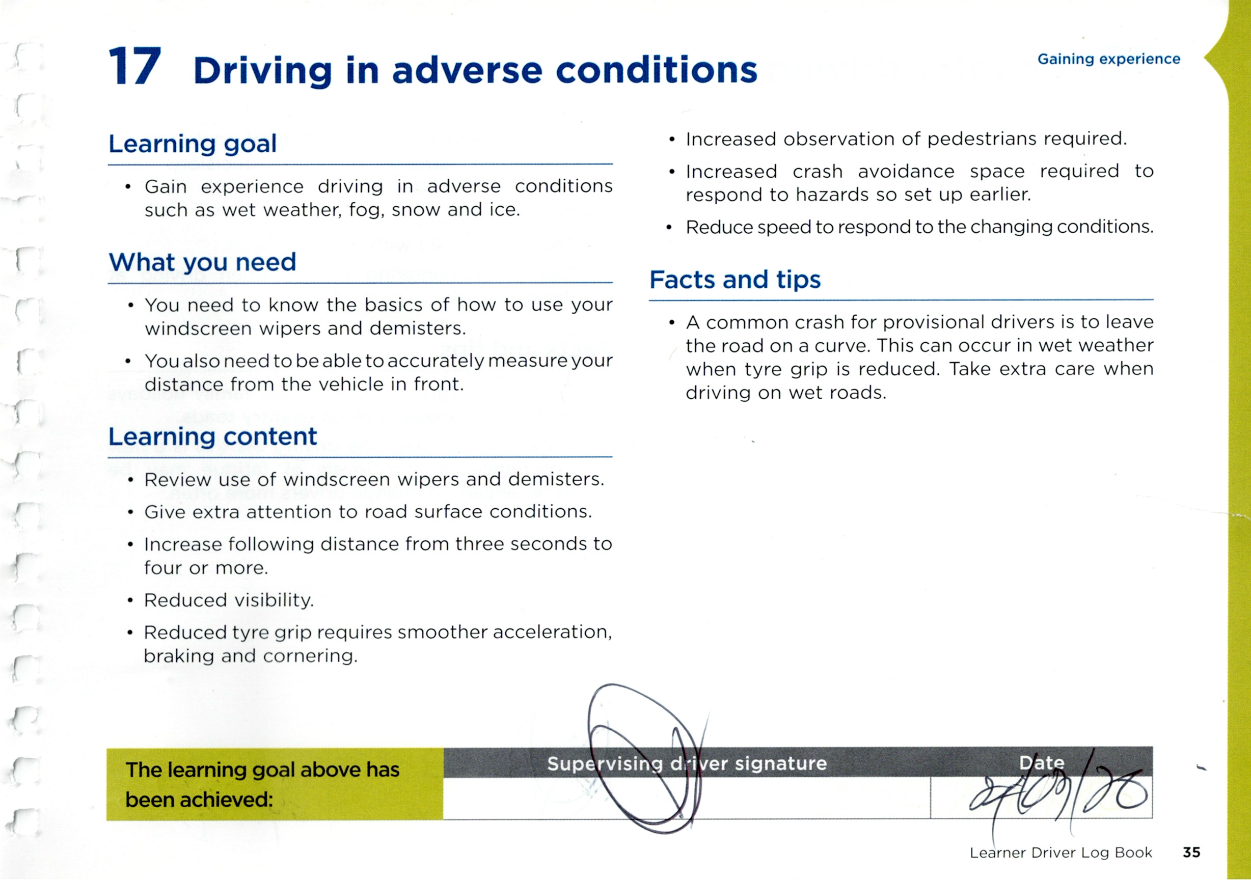 Lesson 17: Driving in adverse weather