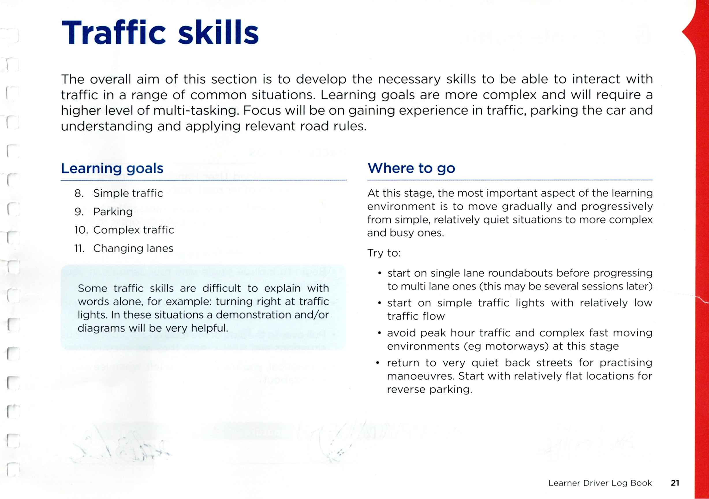Traffic skills phase