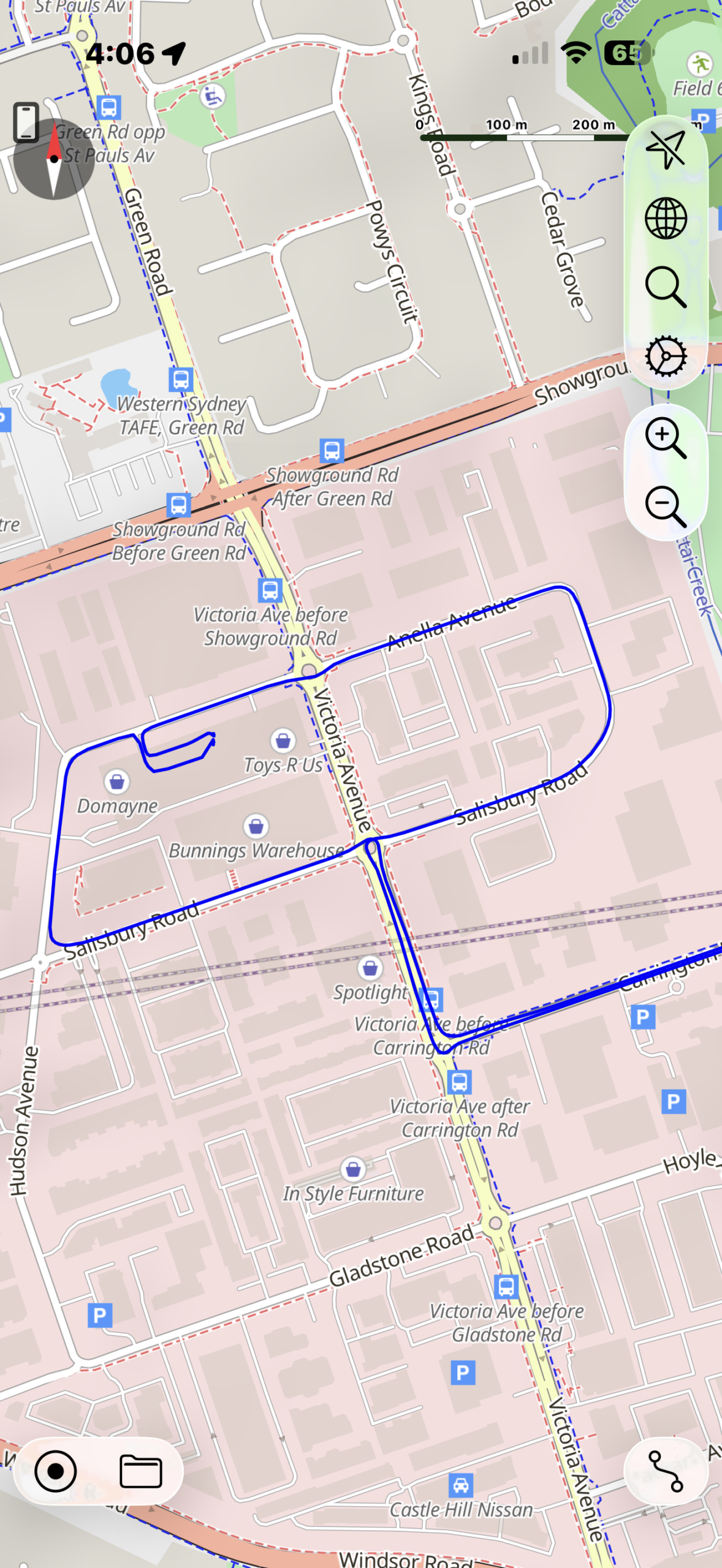 Castle Hill Service NSW Driving Test Route Map - HomeCo Hills, Salisbury Road, and Anella Avenue.