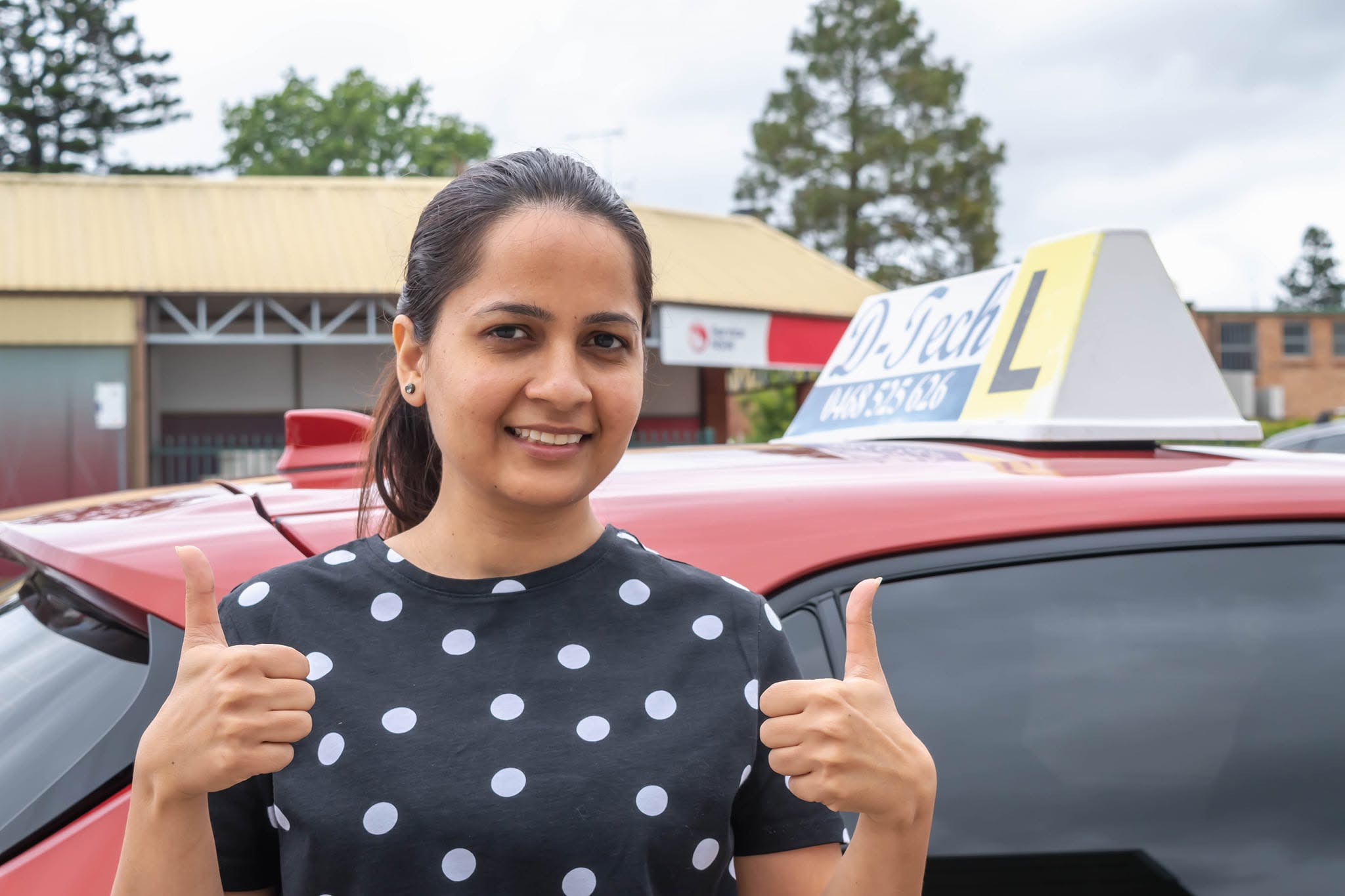 Successful student passing the Richmond Service NSW driving test with D-Tech Driver Training.