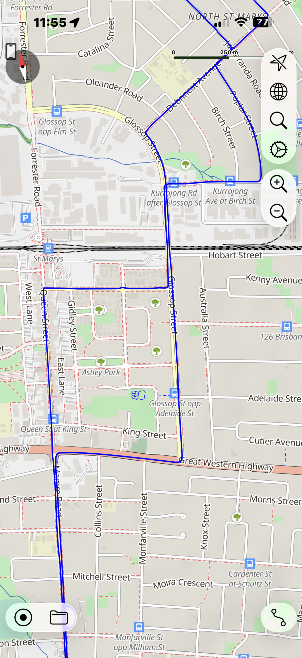 St Marys Driving Test Route Map - Glossop Street Railway Bridge and Great Western Highway